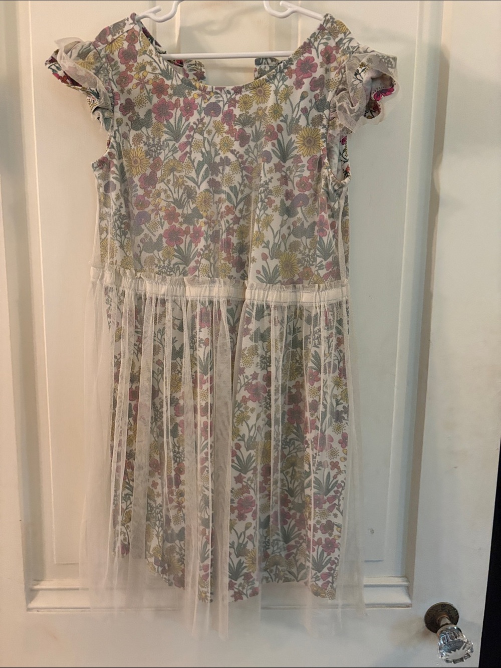 Hanna Andersson White Floral Dress with Pink & Yellow Flowers